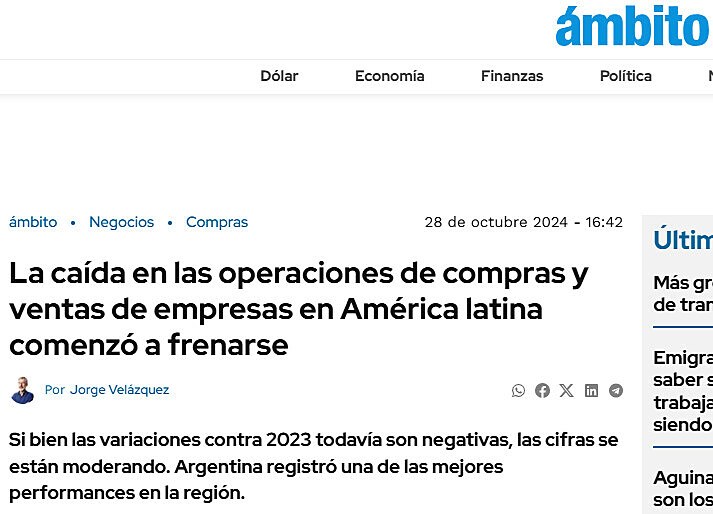 La cada en las operaciones de compras y ventas de empresas en Amrica latina comenz a frenarse